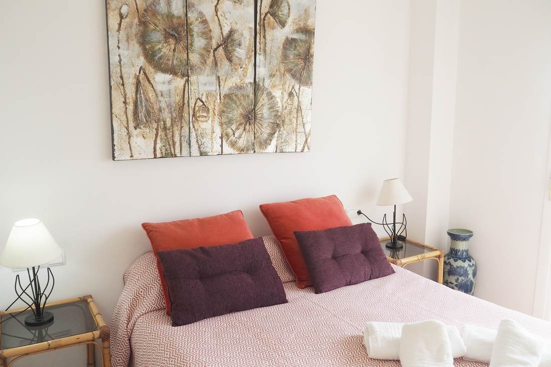 Second double bedroom, with the flower picture above the headboard