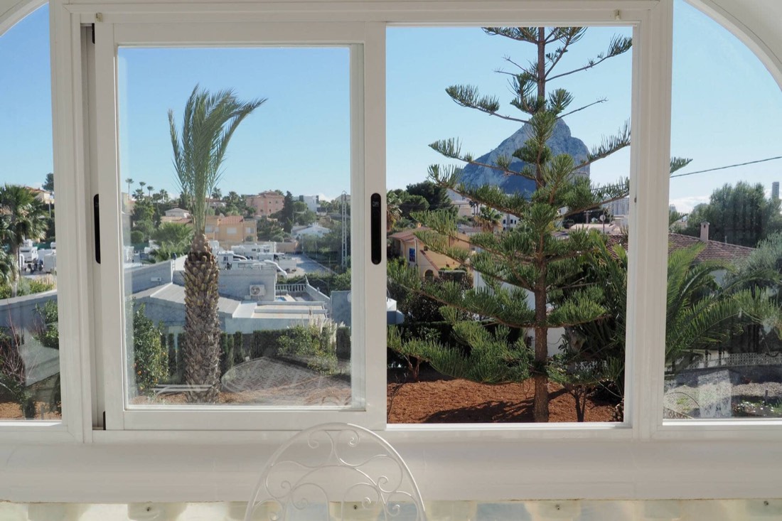 View of the Peñón and the palm trees from the window