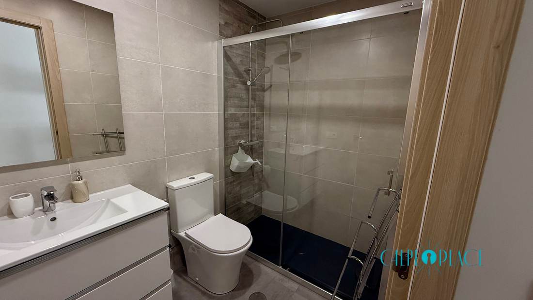 The shower cubicle in the bathroom