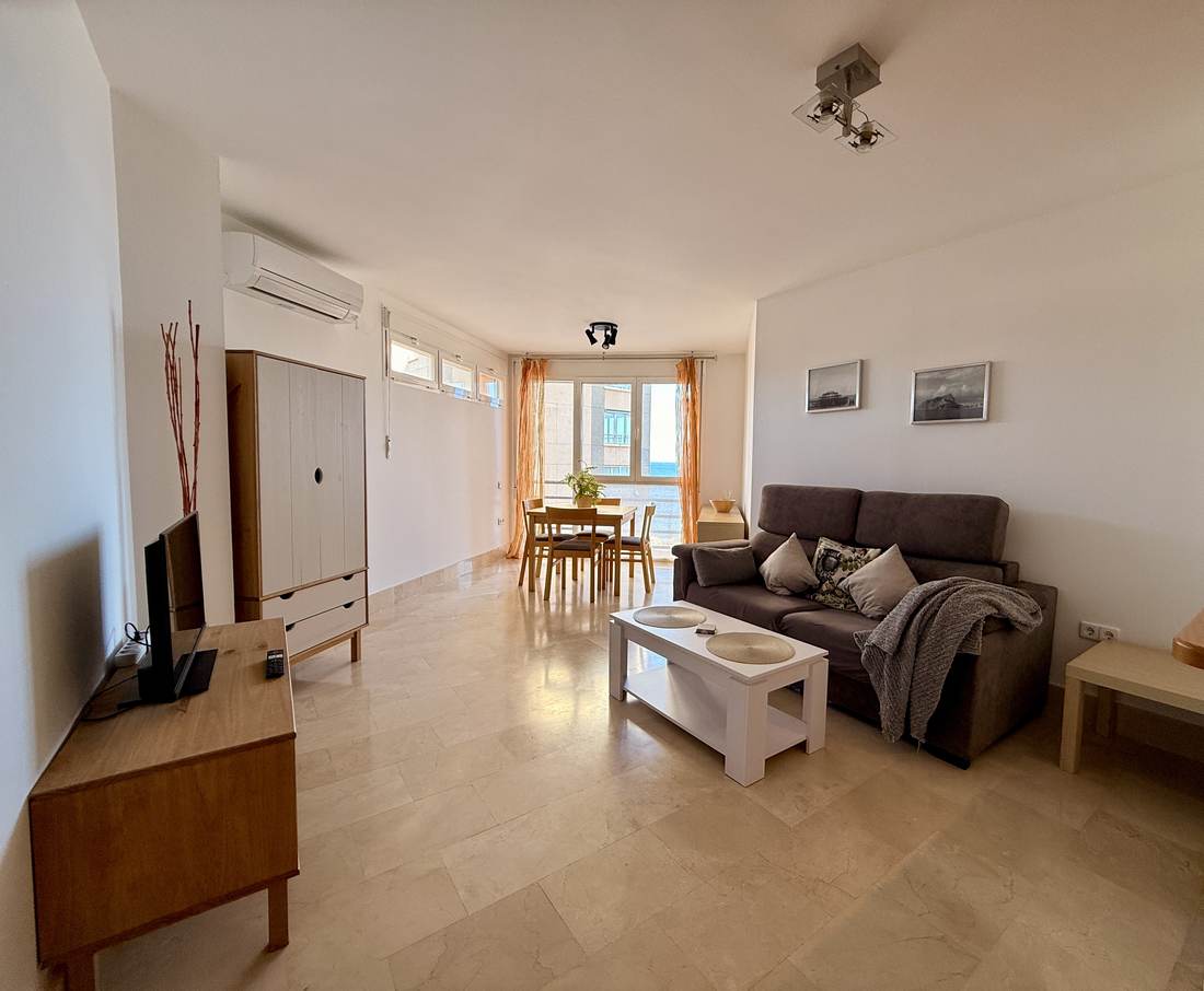 The living room from the entrance, with the TV unit